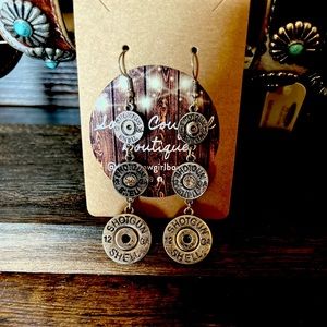 Silver tone Shotgun Shell Dangle Earrings
